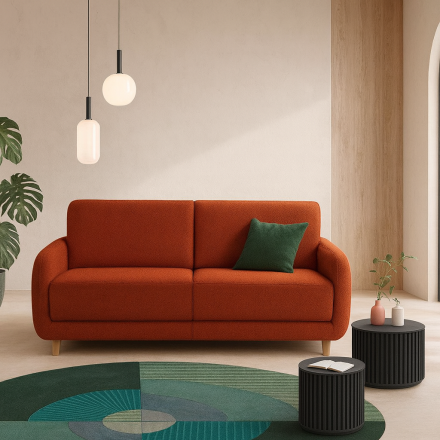 Slaapbank Curvy Terra kleur en naturel poten (inspiratie)