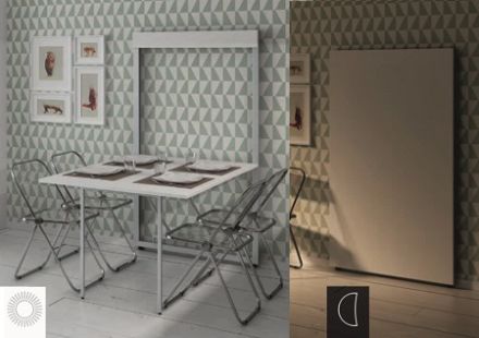 Ruimtebesparende opklap tafel Flat.